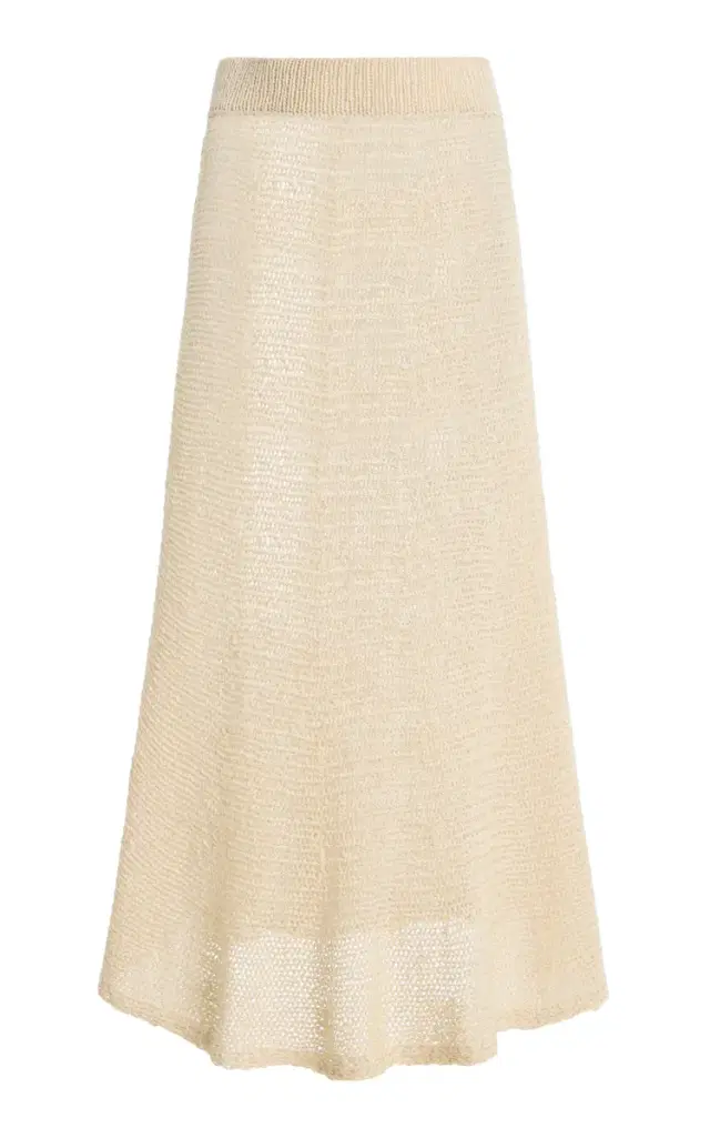 Khaite Inaya Silk-Blend Knit Midi Skirt