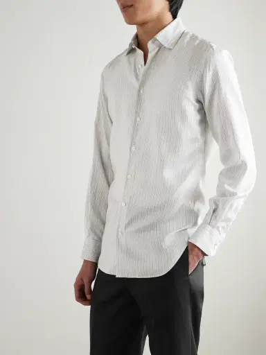 Husbands Slim-Fit Striped Silk-Poplin Shirt - Men | Thumbnail 3 Husbands Slim-Fit Striped Silk-Poplin Shirt - Men | Thumbnail 3