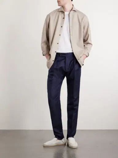 Slowear Tapered Pleated Wool and Linen-Blend Trousers - Men | Thumbnail 2 Slowear Tapered Pleated Wool and Linen-Blend Trousers - Men | Thumbnail 2