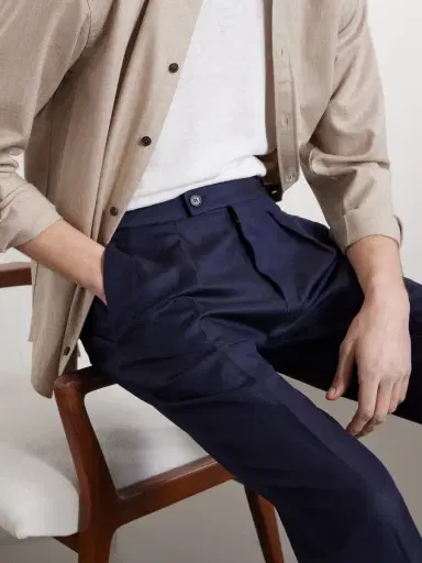 Slowear Tapered Pleated Wool and Linen-Blend Trousers - Men | Thumbnail 5 Slowear Tapered Pleated Wool and Linen-Blend Trousers - Men | Thumbnail 5