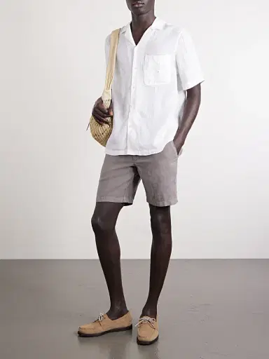 MR P. Straight-Leg Garment-Dyed Linen Drawstring Bermuda Shorts - Men | Thumbnail 2