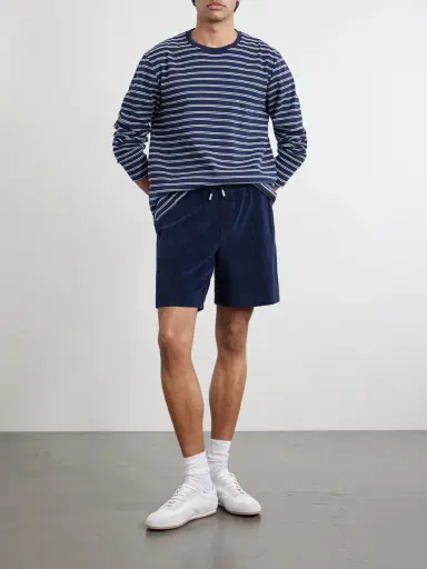 MR P. Straight-Leg Organic Cotton and Silk-Blend Terry Shorts - Men | Thumbnail 2