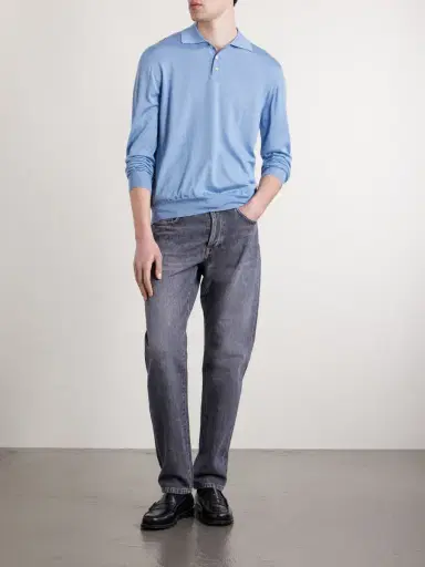 Slowear Slim-Fit Cashmere and Silk-Blend Polo Shirt - Men | Thumbnail 2