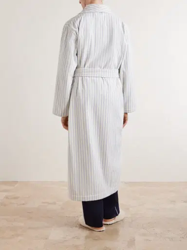 Tekla Belted Striped Organic Cotton-Terry Robe - Men | Thumbnail 4