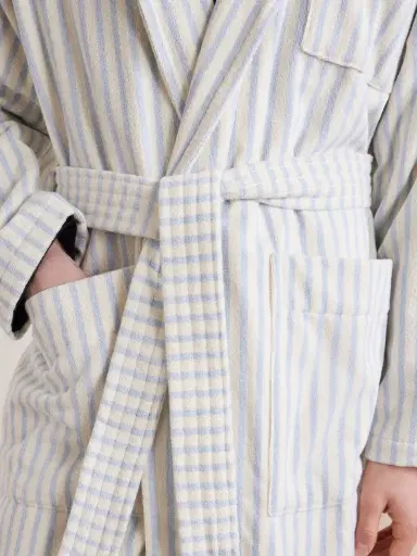 Tekla Belted Striped Organic Cotton-Terry Robe - Men | Thumbnail 5