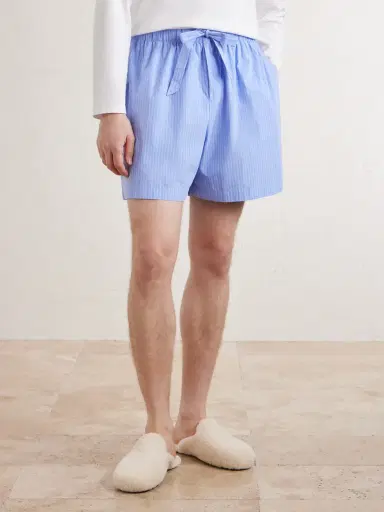 Tekla Straight-Leg Striped Organic Cotton-Poplin Shorts - Men | Thumbnail 3