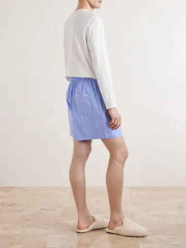 Tekla Straight-Leg Striped Organic Cotton-Poplin Shorts - Men | Thumbnail 4