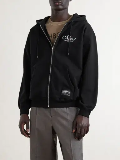 Neighborhood Staple Logo-Print Cotton-Fleece Zip-Up Hoodie - Men | Thumbnail 3 Neighborhood Staple Logo-Print Cotton-Fleece Zip-Up Hoodie - Men | Thumbnail 3