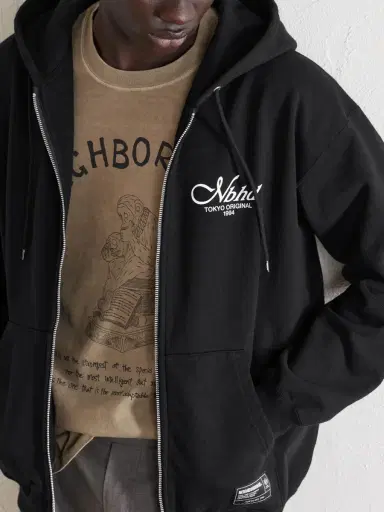 Neighborhood Staple Logo-Print Cotton-Fleece Zip-Up Hoodie - Men | Thumbnail 5 Neighborhood Staple Logo-Print Cotton-Fleece Zip-Up Hoodie - Men | Thumbnail 5