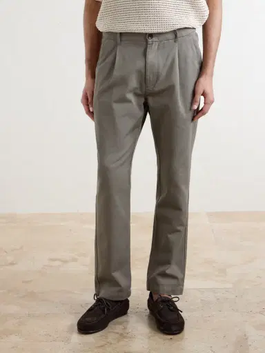 MR P. Daniel Tapered Pleated Cotton-Canvas Trousers - Men | Thumbnail 3