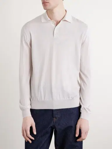 Slowear Slim-Fit Cashmere and Silk-Blend Polo Shirt - Men | Thumbnail 3