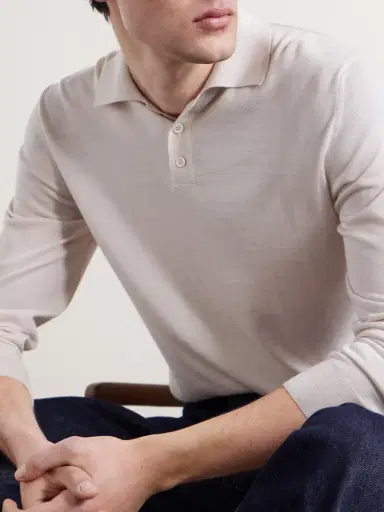 Slowear Slim-Fit Cashmere and Silk-Blend Polo Shirt - Men | Thumbnail 5