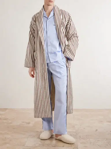 Tekla Belted Striped Organic Cotton-Terry Robe - Men | Thumbnail 2