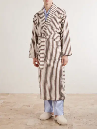 Tekla Belted Striped Organic Cotton-Terry Robe - Men | Thumbnail 3