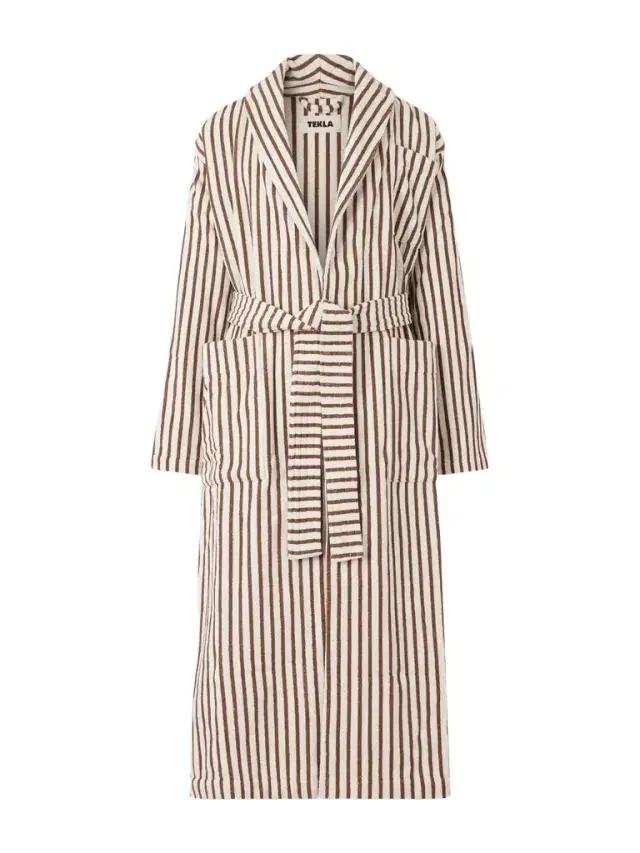 Tekla Belted Striped Organic Cotton-Terry Robe - Men