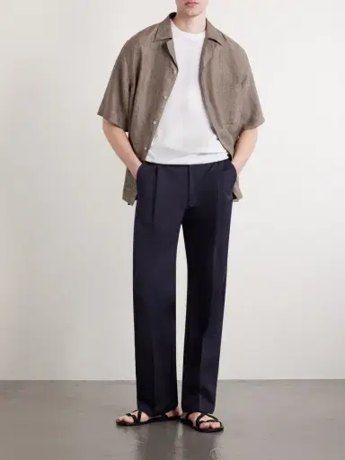 Altea Orval Cotton and Linen-Blend Gabardine Trousers - Men | Thumbnail 2