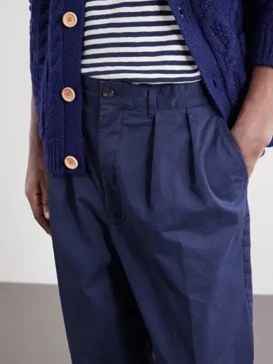 Beams Plus Tapered Cropped Pleated Cotton-Blend Twill Trousers - Men | Thumbnail 4