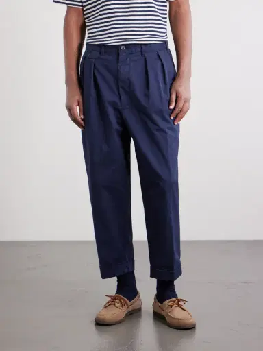Beams Plus Tapered Cropped Pleated Cotton-Blend Twill Trousers - Men | Thumbnail 6
