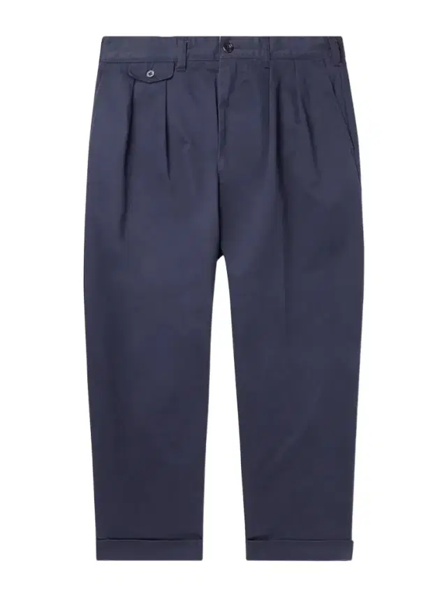 Tapered Cropped Pleated Cotton-Blend Twill Trousers - Men