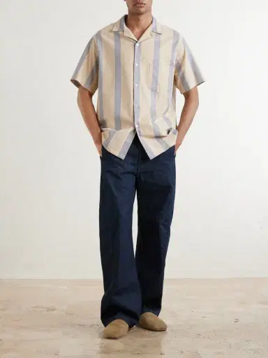 Portuguese Flannel Lousada Camp-Collar Embroidered Striped Cotton Shirt - Men | Thumbnail 2 Portuguese Flannel Lousada Camp-Collar Embroidered Striped Cotton Shirt - Men | Thumbnail 2