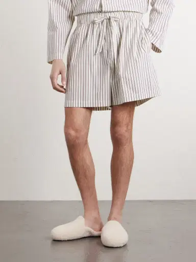 Tekla Straight-Leg Striped Organic Cotton-Poplin Shorts - Men | Thumbnail 3