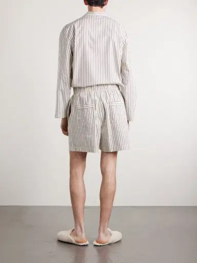 Tekla Straight-Leg Striped Organic Cotton-Poplin Shorts - Men | Thumbnail 4