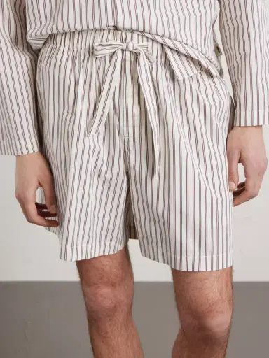 Tekla Straight-Leg Striped Organic Cotton-Poplin Shorts - Men | Thumbnail 5