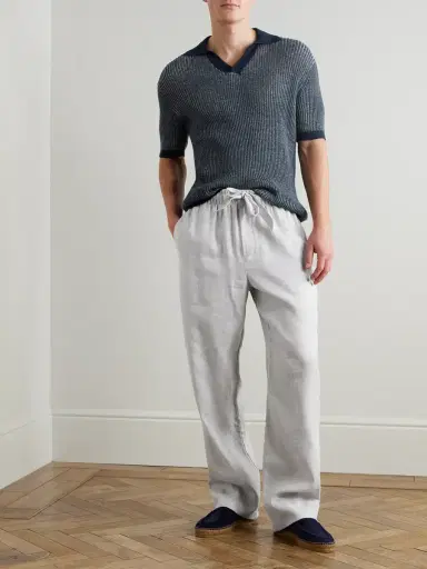 Frescobol Carioca Luan Straight-Leg Linen and Cotton-Blend Drawstring Trousers - Men | Thumbnail 2 Frescobol Carioca Luan Straight-Leg Linen and Cotton-Blend Drawstring Trousers - Men | Thumbnail 2