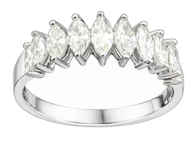1.56ct Diamond 18K Gold Marquise Eternity Band Ring