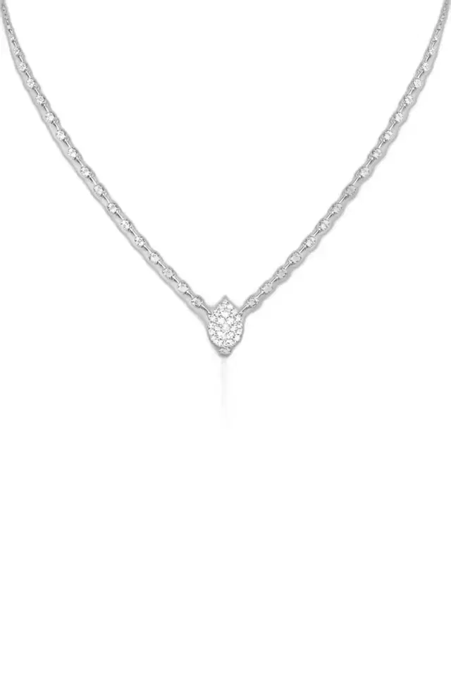 Wish Fine Jewelry 2.00ct Diamond 14K Gold Halo Pear Lariat Necklace