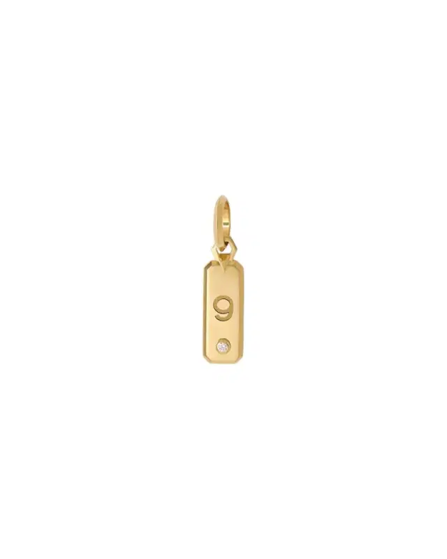 Jennifer Fisher Minimal Block Number Dog Tag in 18K Yellow Gold