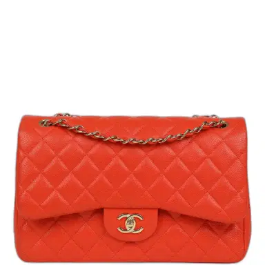 Chanel Pre-owned Chanel Jumbo Classic Double Flap Bag Dark Orange Shiny Caviar Light Gold Hardware | Thumbnail 1 Chanel Pre-owned Chanel Jumbo Classic Double Flap Bag Dark Orange Shiny Caviar Light Gold Hardware | Thumbnail 1