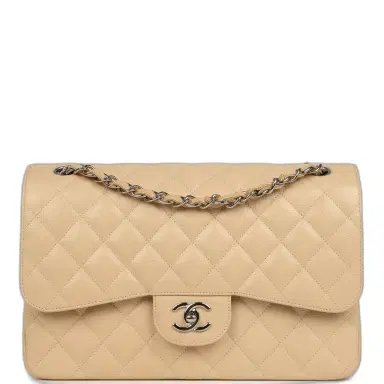 Chanel Pre-owned Chanel Jumbo Classic Double Flap Bag Light Beige Caviar Silver Hardware | Thumbnail 1 Chanel Pre-owned Chanel Jumbo Classic Double Flap Bag Light Beige Caviar Silver Hardware | Thumbnail 1