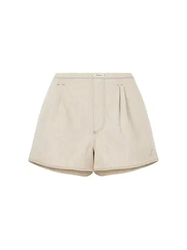 Jacquemus De-nîmes Amelo Pleated Cotton And Hemp-blend Shorts | Thumbnail 1 Jacquemus De-nîmes Amelo Pleated Cotton And Hemp-blend Shorts | Thumbnail 1