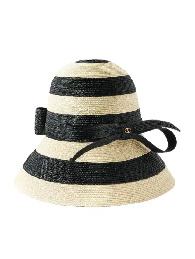 Vlogo Signature Bow-embellished Striped Straw Sunhat