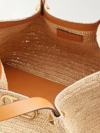 Valentino Garavani Vlogo Studded Leather-trimmed Woven Raffia Tote | Thumbnail 6 Valentino Garavani Vlogo Studded Leather-trimmed Woven Raffia Tote | Thumbnail 6