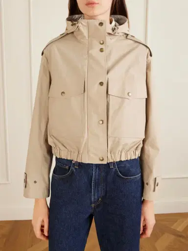 Moncler Carex Hooded Cotton-blend Poplin Cropped Jacket | Thumbnail 3 Moncler Carex Hooded Cotton-blend Poplin Cropped Jacket | Thumbnail 3