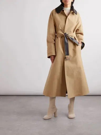 Bottega Veneta Belted Leather-trimmed Cotton-garbardine Trench Coat | Thumbnail 2 Bottega Veneta Belted Leather-trimmed Cotton-garbardine Trench Coat | Thumbnail 2