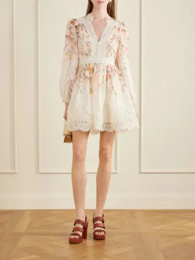 Zimmermann Luna Lace-trimmed Linen And Cotton-blend Mini Dress | Thumbnail 2