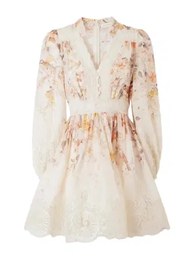 Zimmermann Luna Lace-trimmed Linen And Cotton-blend Mini Dress | Thumbnail 1