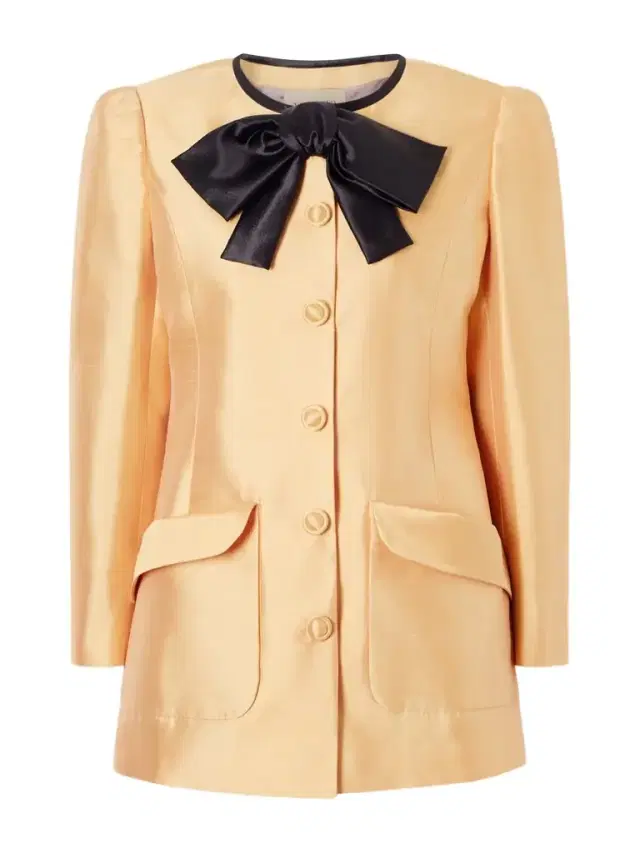 Bow-detailed Silk Shantung Jacket