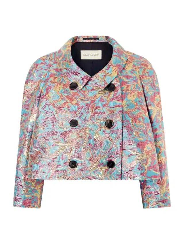 Double-breasted Floral-jacquard Jacket
