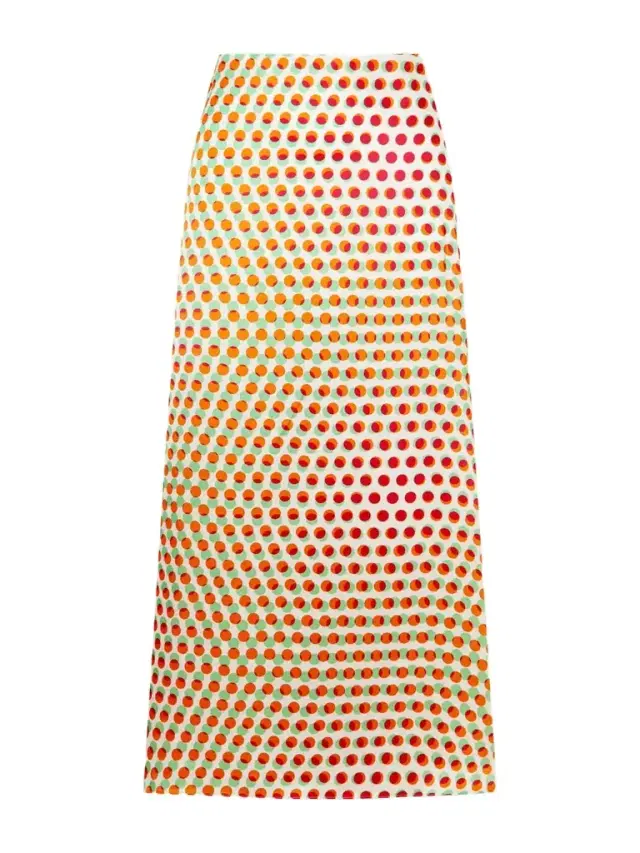 Susya Polka-dot Silk-satin Midi Skirt