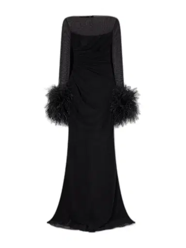 Gucci Layered Lace And Feather-trimmed Crepe De Chine Maxi Dress | Thumbnail 1