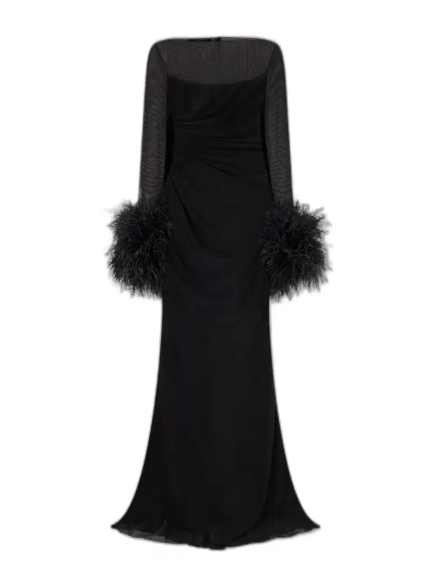 Layered Lace And Feather-trimmed Crepe De Chine Maxi Dress
