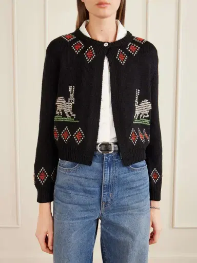 BODE Bunny Jacquard-knit Wool Cardigan | Thumbnail 3