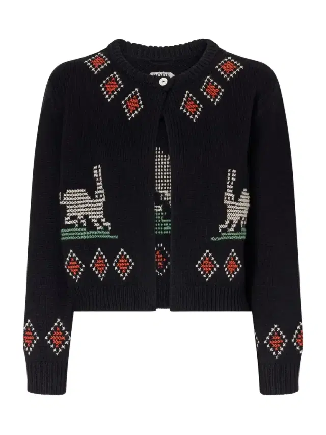BODE Bunny Jacquard-knit Wool Cardigan