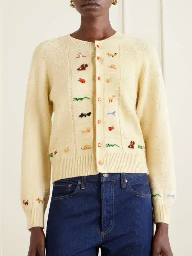 BODE Zoologist Embroidered Merino Wool And Alpaca-blend Cardigan | Thumbnail 3