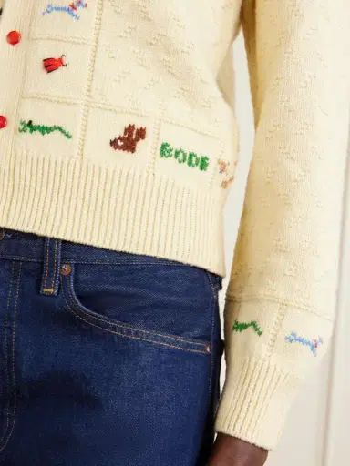 BODE Zoologist Embroidered Merino Wool And Alpaca-blend Cardigan | Thumbnail 5