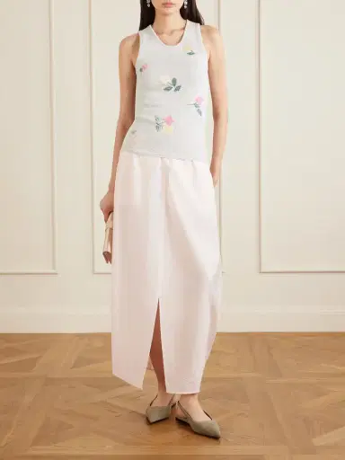 BERNADETTE Clementine Floral-jacquard Ribbed Cotton Tank Top | Thumbnail 2